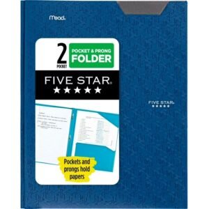 Five Star Stay-Put Plastic and Prong Folder, Pacific Blue (340300B-WMT22)